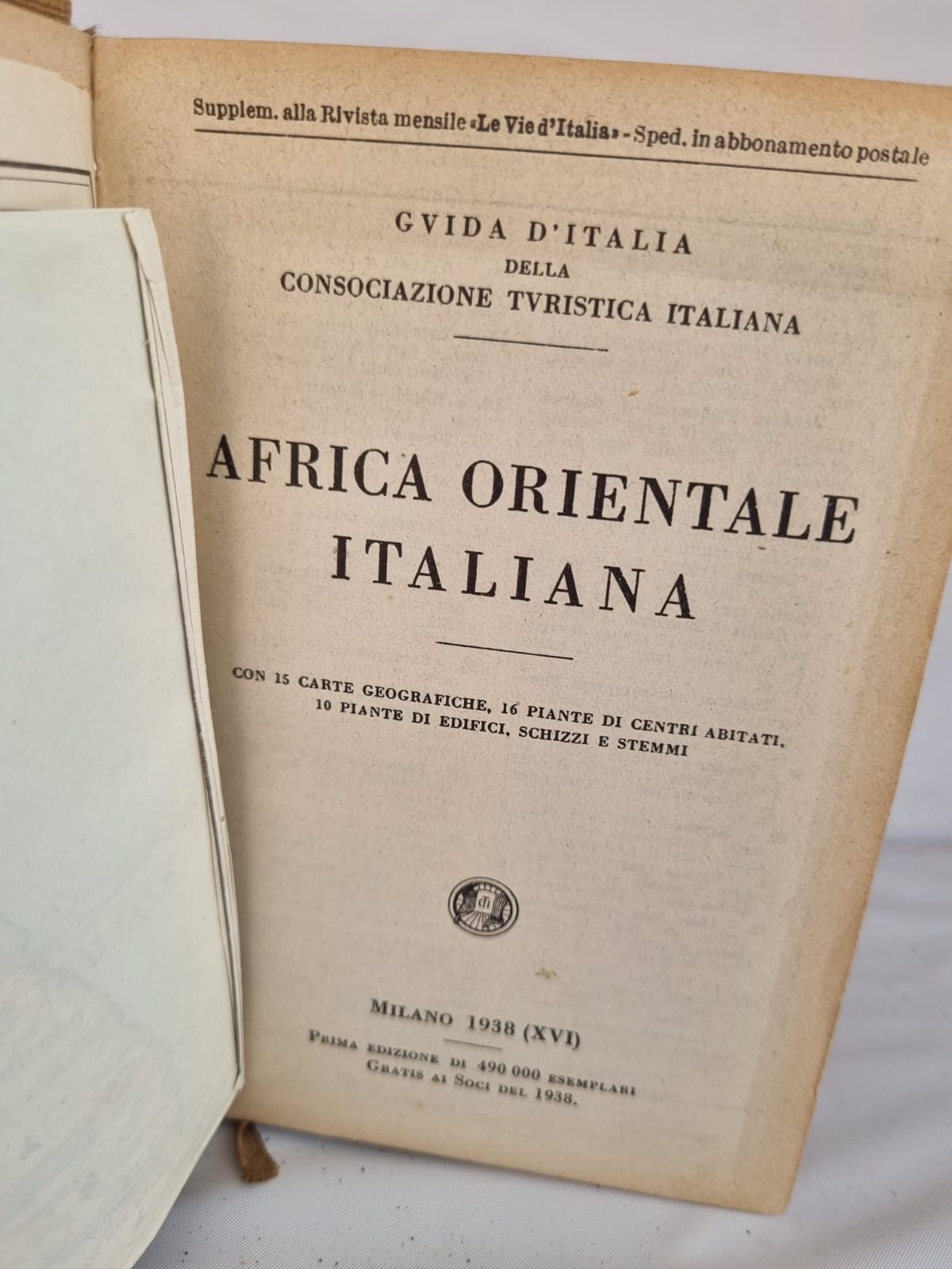 Guida Africa Orientale Italiana TCI 1938 - Libro Storico Raro con Cartina | Rarexis