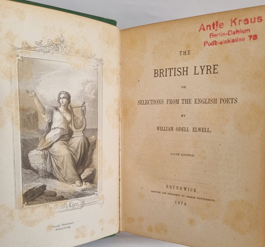 British Lyre 1874 - Antologia Poeti Inglesi Vittoriani Edizione Rara | Rarexis