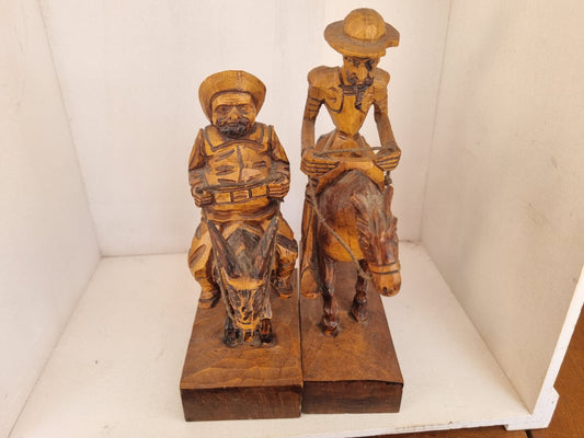 Coppia di statuine vintage di don chisciotte e Sancho Panza