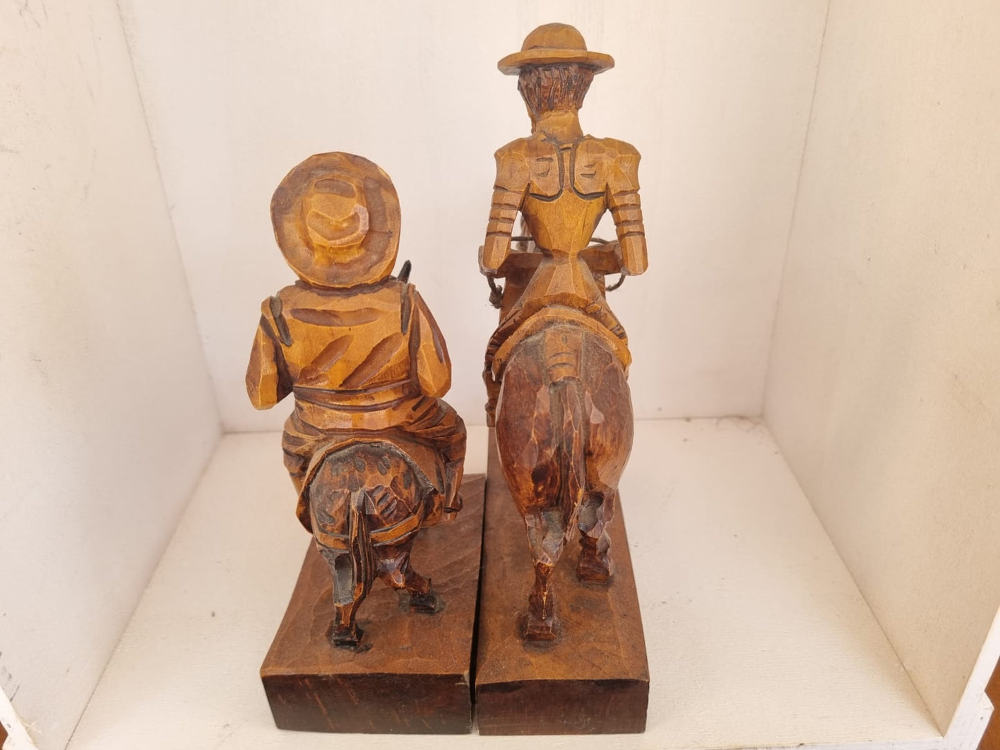 Coppia di statuine vintage di don chisciotte e Sancho Panza