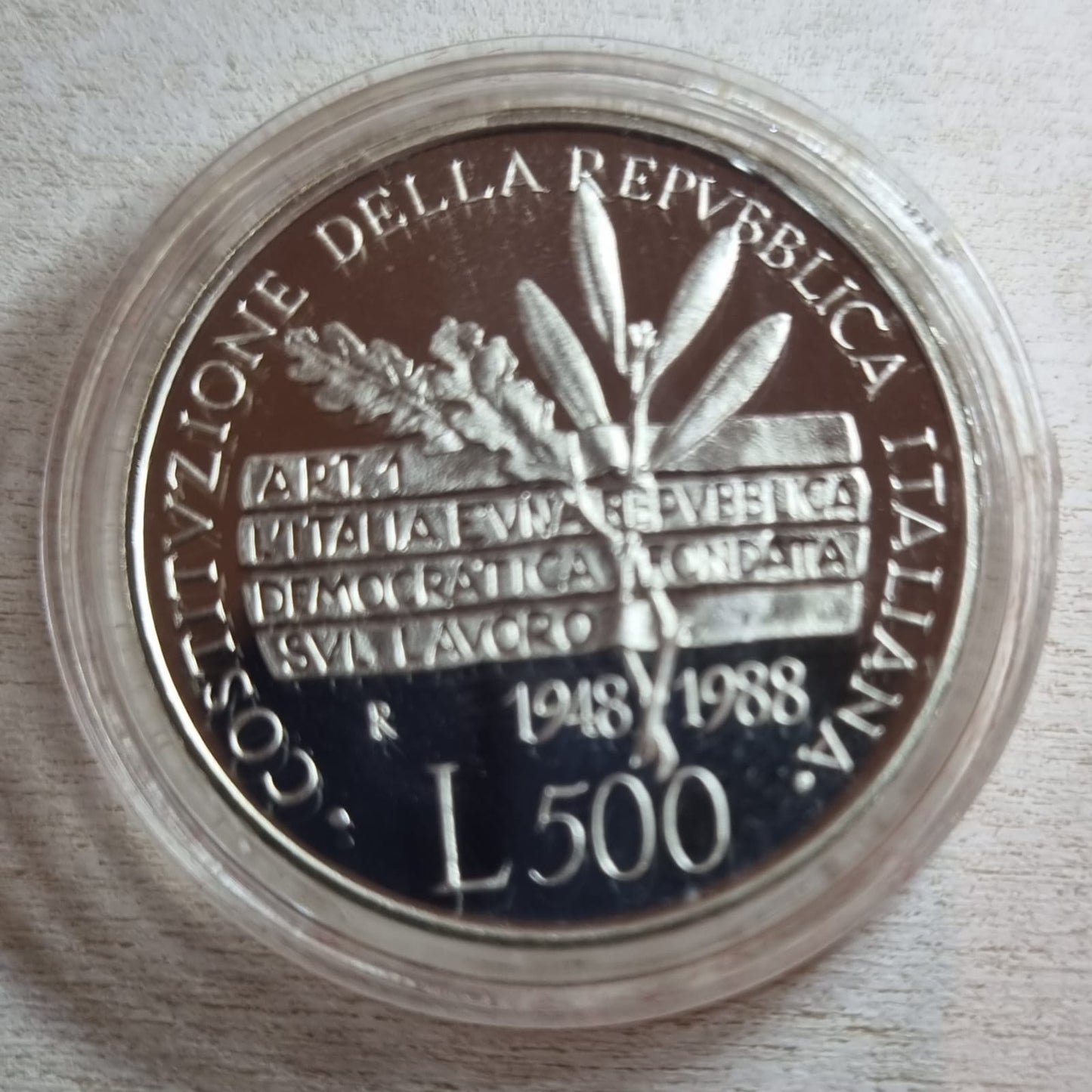moneta 40. anniversario Costituzione Repubblica Italiana 1988