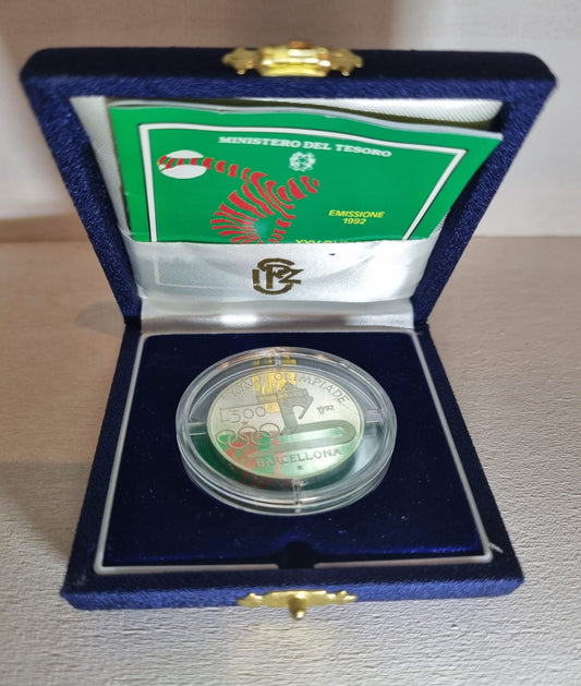Moneta Commemorativa XXV Olimpiade Barcellona 1992 - Proof Fondo Specchio | Rarexis