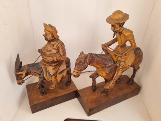 Coppia di statuine vintage di don chisciotte e Sancho Panza