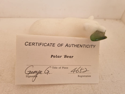 Orso in marmo e giada, in confezione originale
